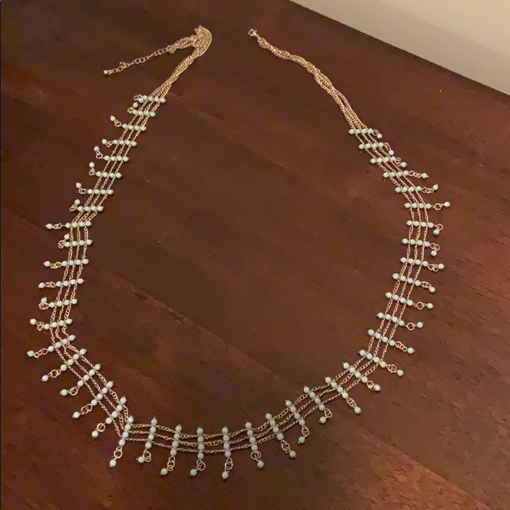 Turquoise beaded gold necklace